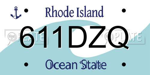 611DZQ Rhode Island License Plate
