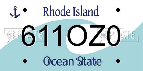 611OZ0 Rhode Island License Plate