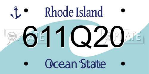 611Q20 Rhode Island License Plate