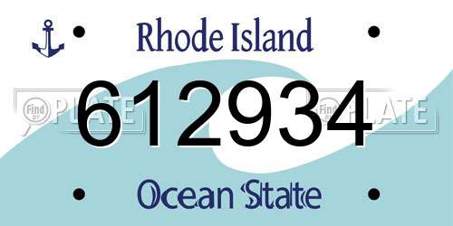 612934 Rhode Island License Plate