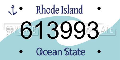 613993 Rhode Island License Plate
