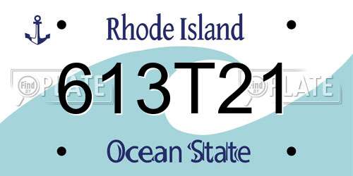 613T21 Rhode Island License Plate