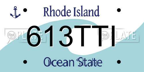 613TTI Rhode Island License Plate