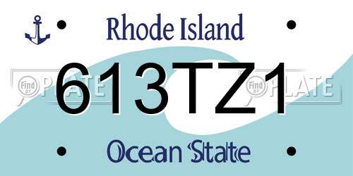 613TZ1 Rhode Island License Plate