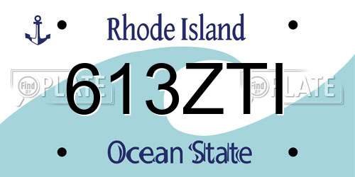 613ZTI Rhode Island License Plate