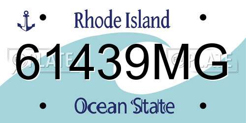 61439MG Rhode Island License Plate