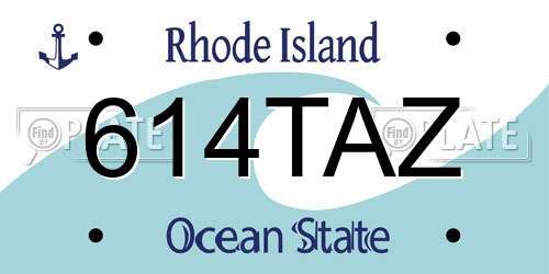 614TAZ Rhode Island License Plate
