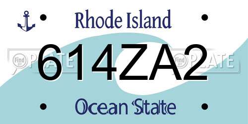 614ZA2 Rhode Island License Plate