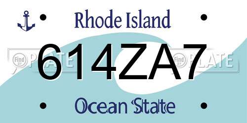 614ZA7 Rhode Island License Plate