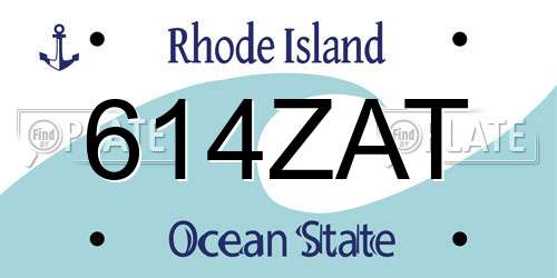 614ZAT Rhode Island License Plate