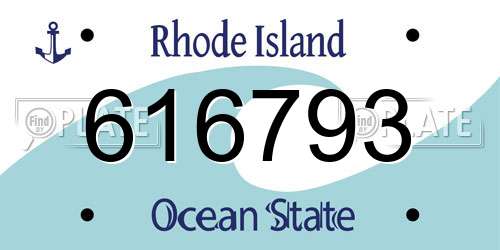 616793 Rhode Island License Plate