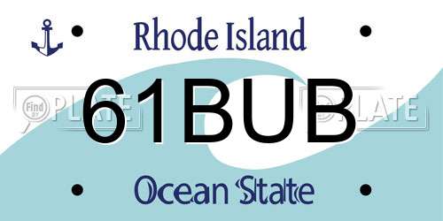 61BUB Rhode Island License Plate