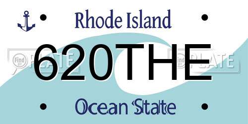 620THE Rhode Island License Plate