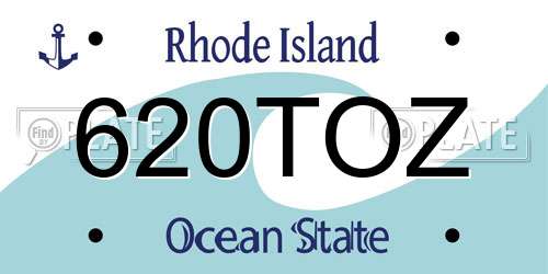 620TOZ Rhode Island License Plate