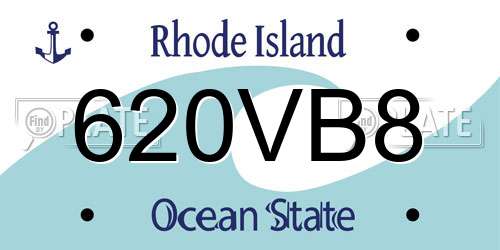 620VB8 Rhode Island License Plate