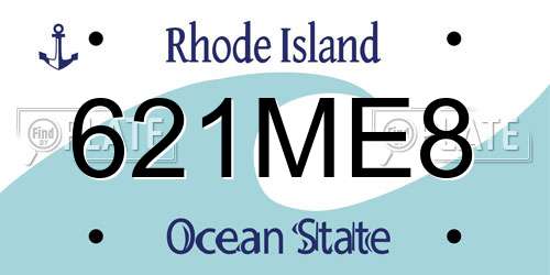 621ME8 Rhode Island License Plate