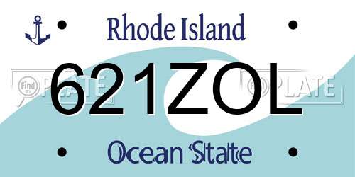 621ZOL Rhode Island License Plate