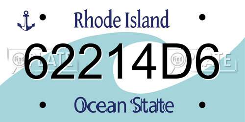 62214D6 Rhode Island License Plate