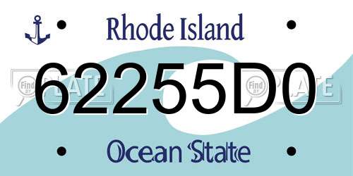 62255D0 Rhode Island License Plate