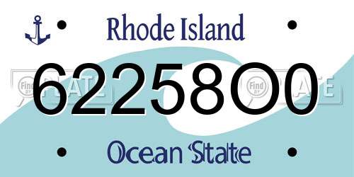 62258O0 Rhode Island License Plate