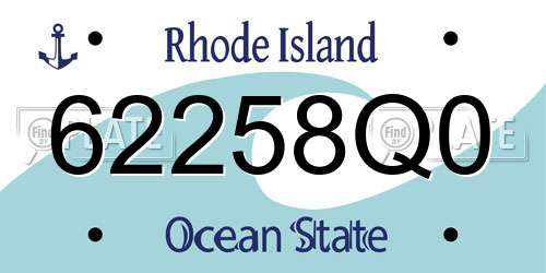62258Q0 Rhode Island License Plate