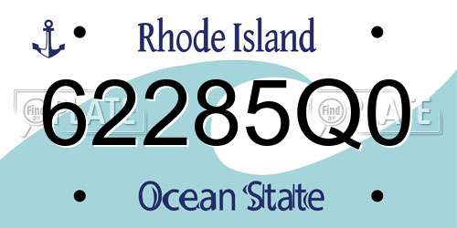 62285Q0 Rhode Island License Plate