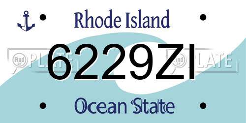6229ZI Rhode Island License Plate