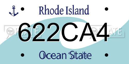 622CA4 Rhode Island License Plate