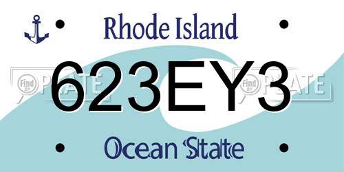 623EY3 Rhode Island License Plate