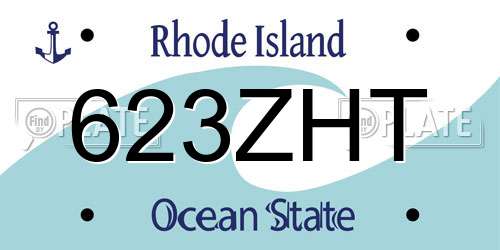 623ZHT Rhode Island License Plate