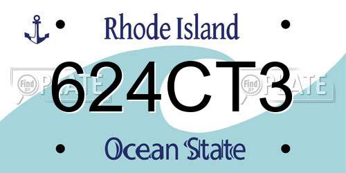 624CT3 Rhode Island License Plate