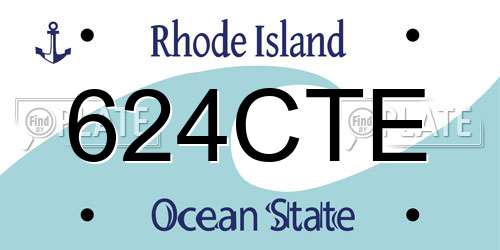 624CTE Rhode Island License Plate