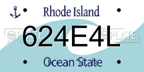 624E4L Rhode Island License Plate