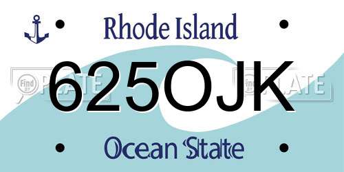 625OJK Rhode Island License Plate