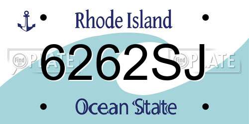 6262SJ Rhode Island License Plate