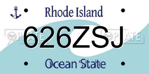 626ZSJ Rhode Island License Plate