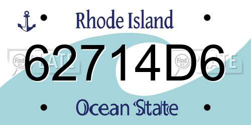 62714D6 Rhode Island License Plate