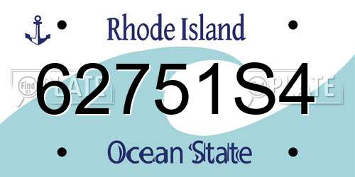 62751S4 Rhode Island License Plate