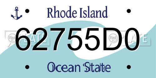 62755D0 Rhode Island License Plate