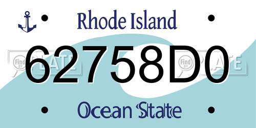 62758D0 Rhode Island License Plate