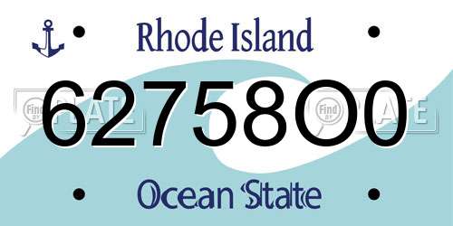 62758O0 Rhode Island License Plate
