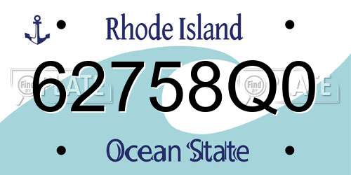 62758Q0 Rhode Island License Plate