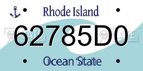62785D0 Rhode Island License Plate