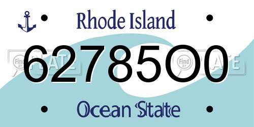 62785O0 Rhode Island License Plate