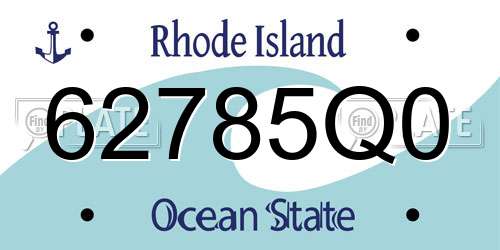 62785Q0 Rhode Island License Plate
