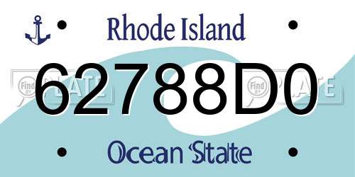 62788D0 Rhode Island License Plate