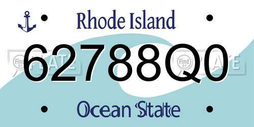 62788Q0 Rhode Island License Plate