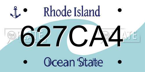 627CA4 Rhode Island License Plate