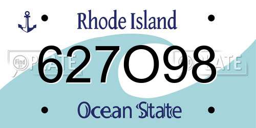 627O98 Rhode Island License Plate