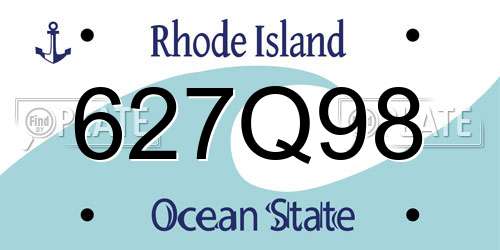 627Q98 Rhode Island License Plate